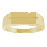 14K Yellow Rectangle Cross Signet Ring