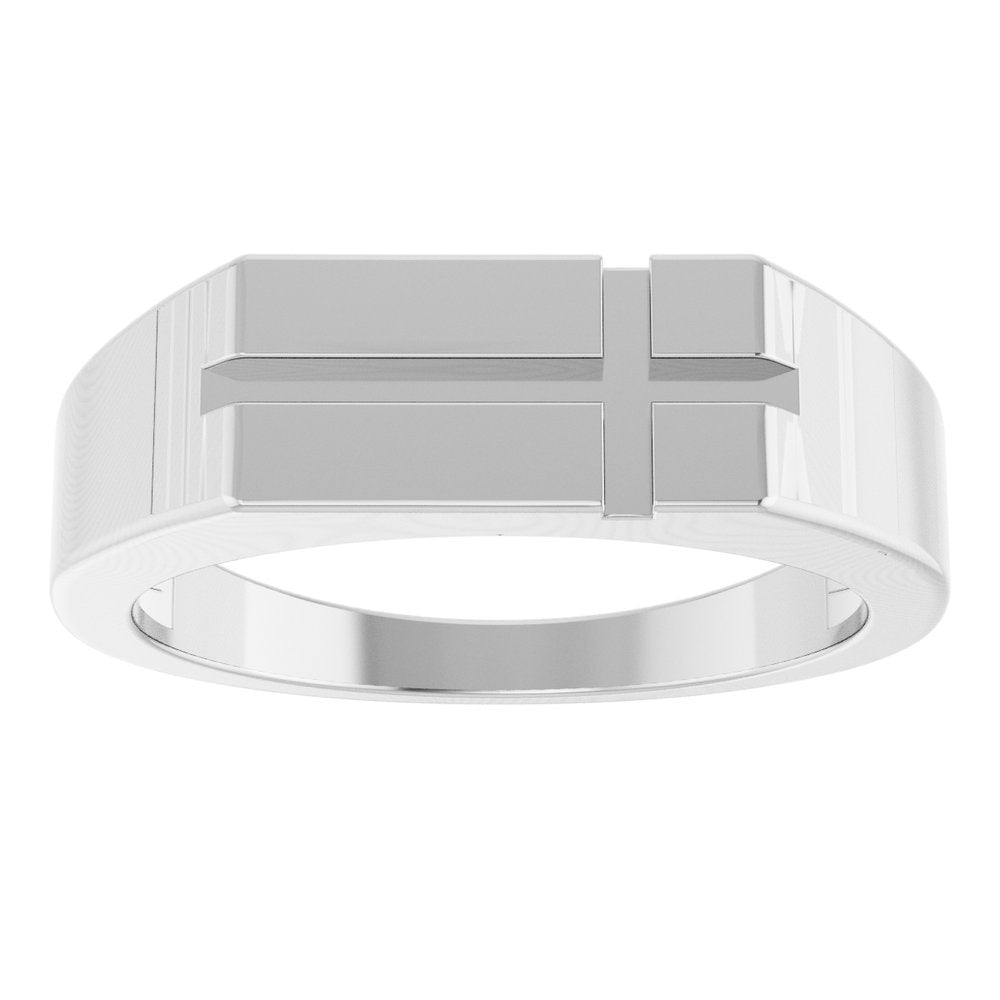 Sterling Silver Rectangle Cross Signet Ring