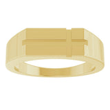 14K Yellow Gold Rectangle Cross Signet Ring