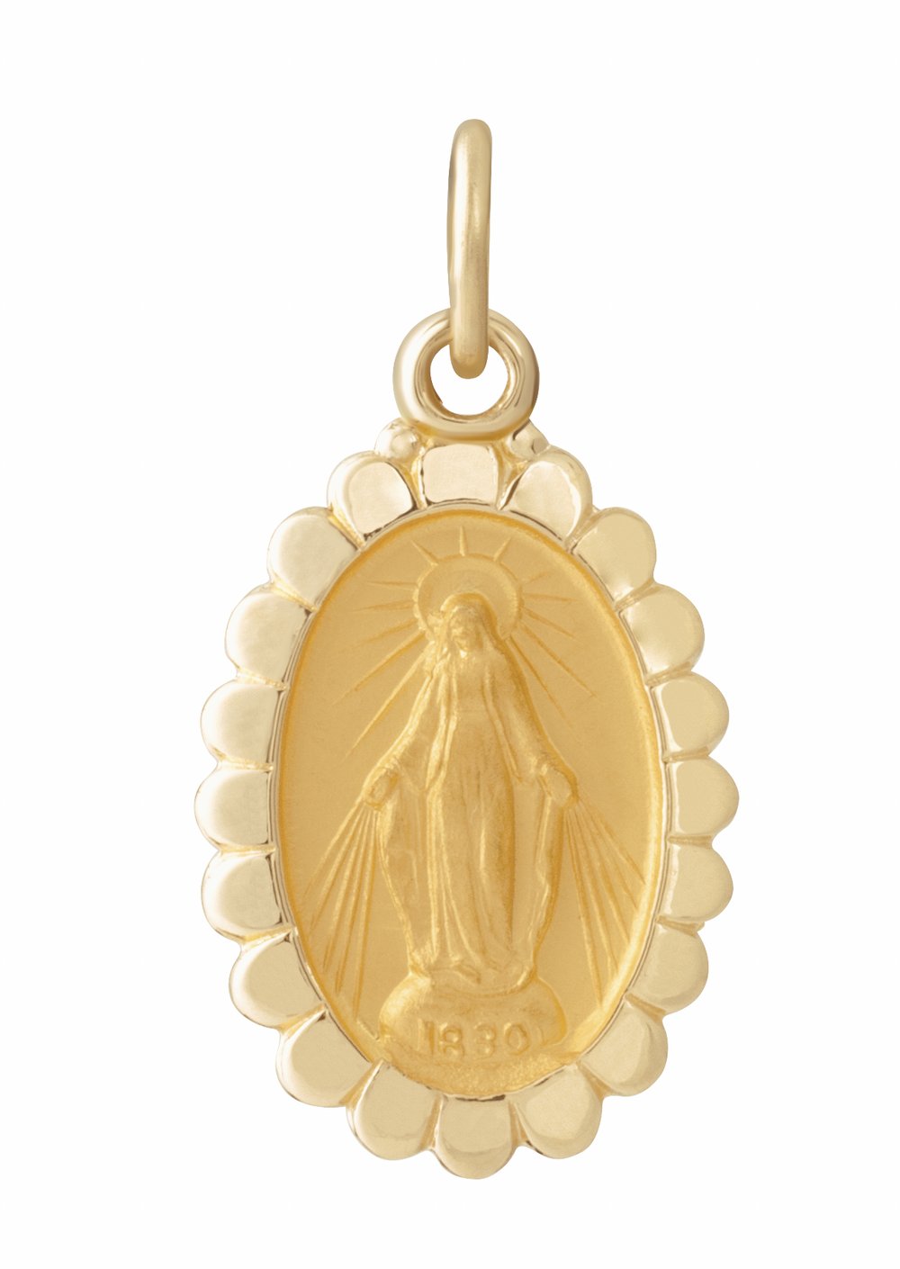 14K Yellow Gold 17x11 mm Oval Miraculous Medal