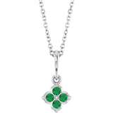 14K White Lab-Grown Emerald 16-18" Necklace