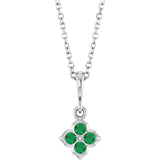 14K White Lab-Grown Emerald 16-18" Necklace