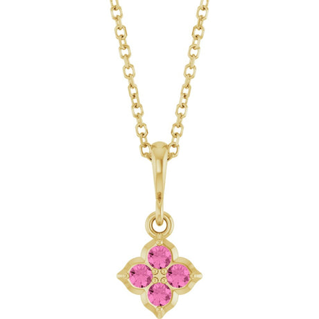 14K Yellow Lab-Grown Pink Sapphire 16-18" Necklace