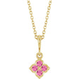 14K Yellow Gold Lab-Grown Pink Sapphire 16-18" Necklace