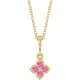 14K Yellow Gold Lab-Grown Pink Sapphire 16-18" Necklace