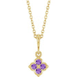 14K Yellow Gold Lab-Grown Purple Sapphire 16-18" Necklace