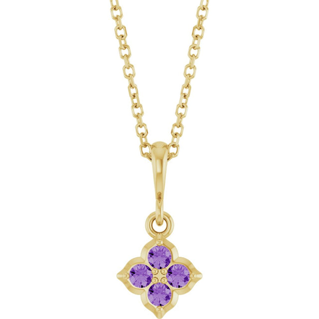 14K Yellow Gold Lab-Grown Purple Sapphire 16-18" Necklace