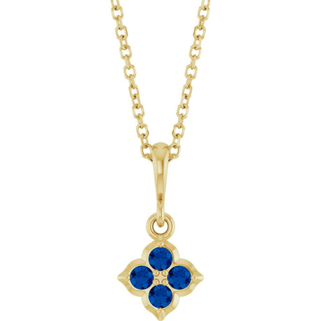 14K Yellow Lab-Grown Blue Sapphire 16-18" Necklace