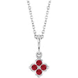 14K White Lab-Grown Ruby 16-18" Necklace