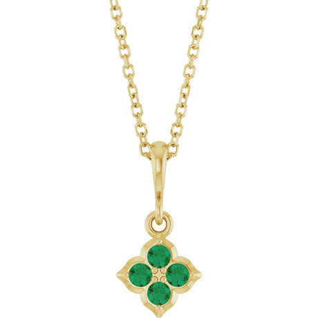 14K Yellow Gold Lab-Grown Emerald 16-18" Necklace