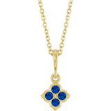 14K Yellow Gold Lab-Grown Blue Sapphire 16-18" Necklace