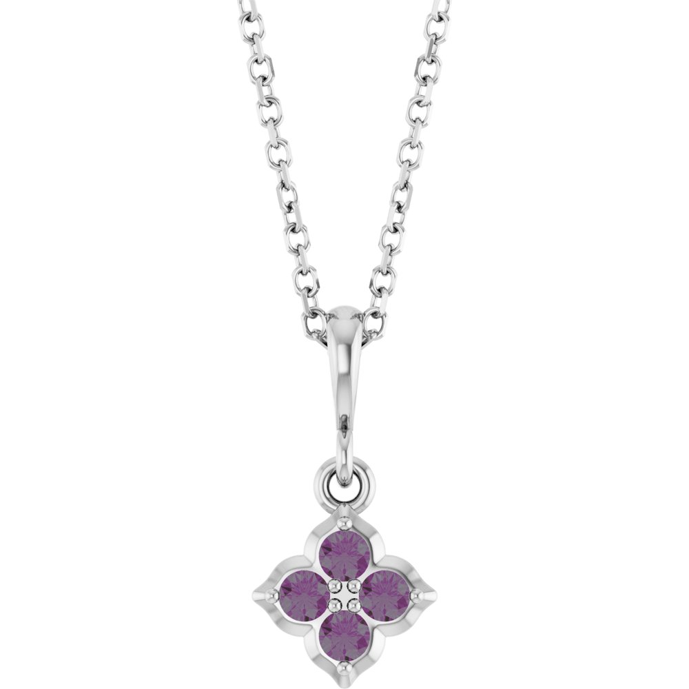 14K White Gold Lab-Grown Alexandrite 16-18" Necklace