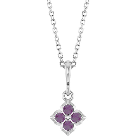 14K White Gold Lab-Grown Alexandrite 16-18" Necklace