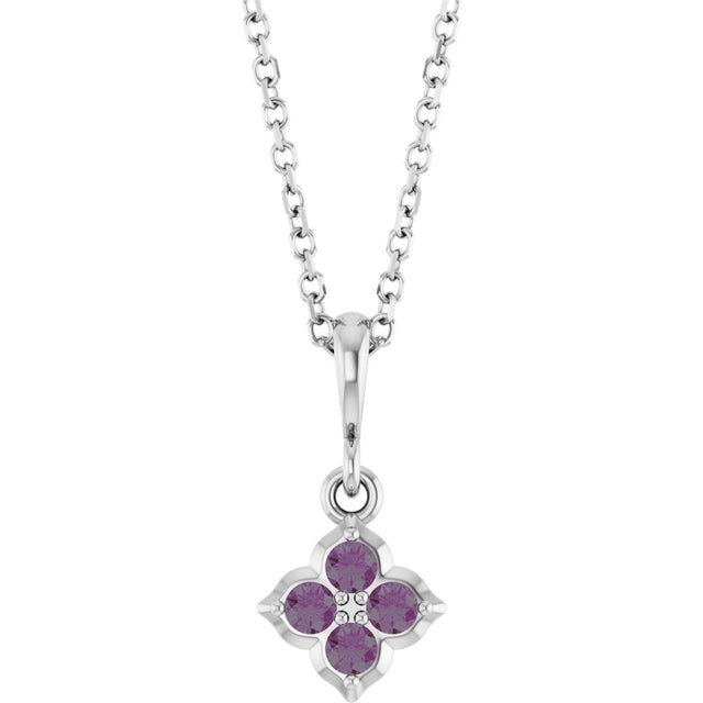 14K White Gold Lab-Grown Alexandrite 16-18" Necklace
