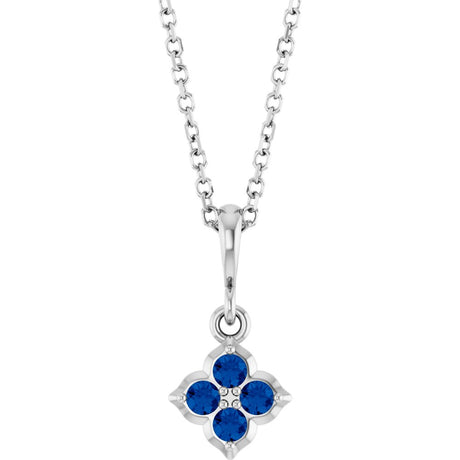 14K White Gold Lab-Grown Blue Sapphire 16-18" Necklace