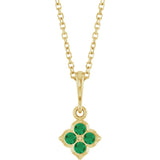 14K Yellow Lab-Grown Emerald 16-18" Necklace