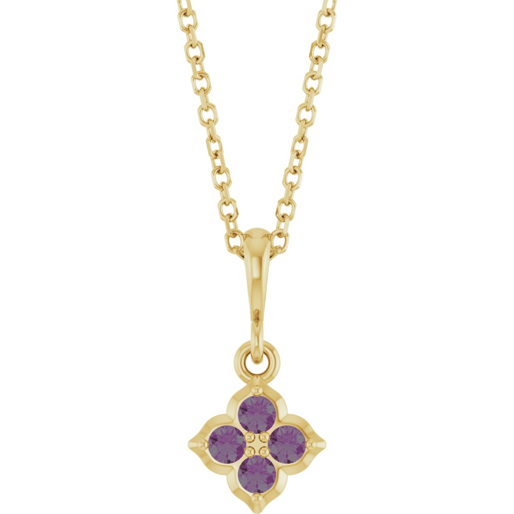 14K Yellow Lab-Grown Alexandrite 16-18" Necklace