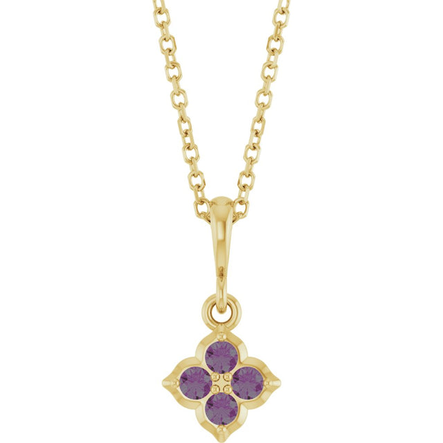 14K Yellow Lab-Grown Alexandrite 16-18" Necklace