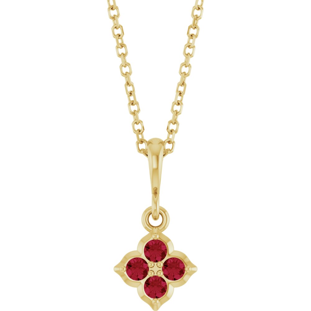 14K Yellow Lab-Grown Ruby 16-18" Necklace