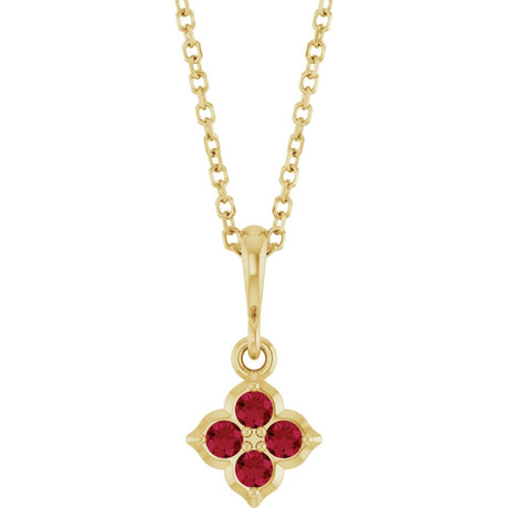 14K Yellow Lab-Grown Ruby 16-18" Necklace