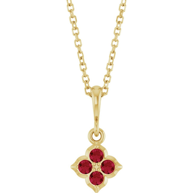 14K Yellow Lab-Grown Ruby 16-18" Necklace