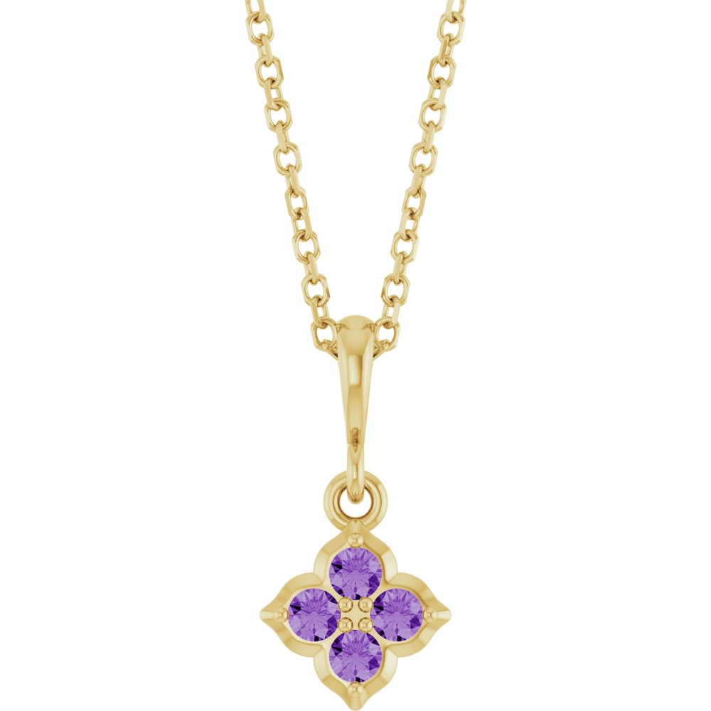 14K Yellow Lab-Grown Purple Sapphire 16-18" Necklace