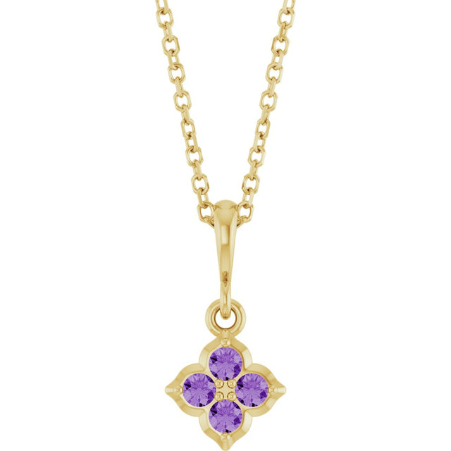 14K Yellow Lab-Grown Purple Sapphire 16-18" Necklace