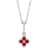 14K White Gold Lab-Grown Ruby 16-18" Necklace