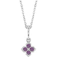 14K White Lab-Grown Alexandrite 16-18" Necklace