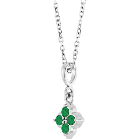 14K White Lab-Grown Emerald 16-18" Necklace