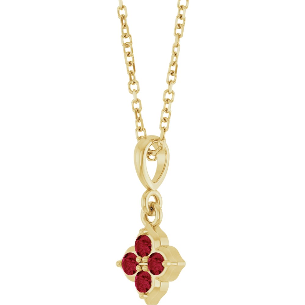 14K Yellow Gold Lab-Grown Ruby 16-18" Necklace