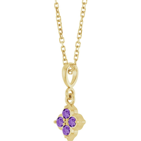 14K Yellow Gold Lab-Grown Purple Sapphire 16-18" Necklace