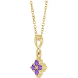 14K Yellow Gold Lab-Grown Purple Sapphire 16-18" Necklace