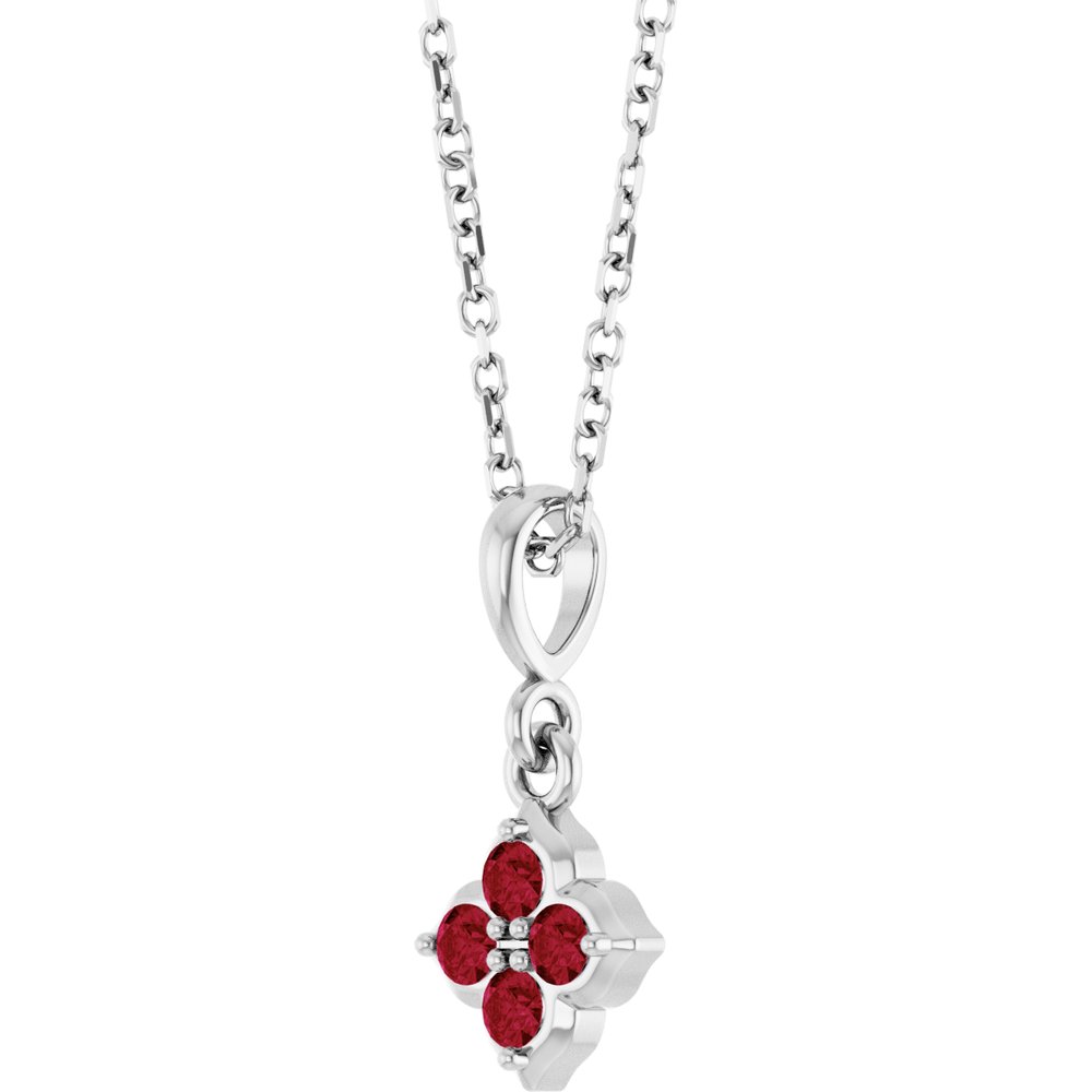 14K White Lab-Grown Ruby 16-18" Necklace