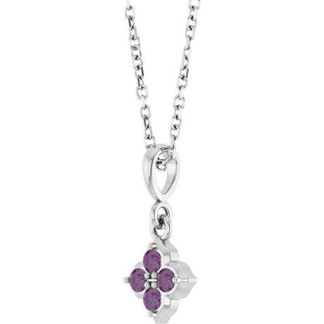 14K White Lab-Grown Alexandrite 16-18" Necklace