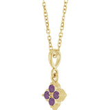 14K Yellow Gold Lab-Grown Alexandrite 16-18" Necklace