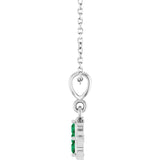 14K White Lab-Grown Emerald 16-18" Necklace