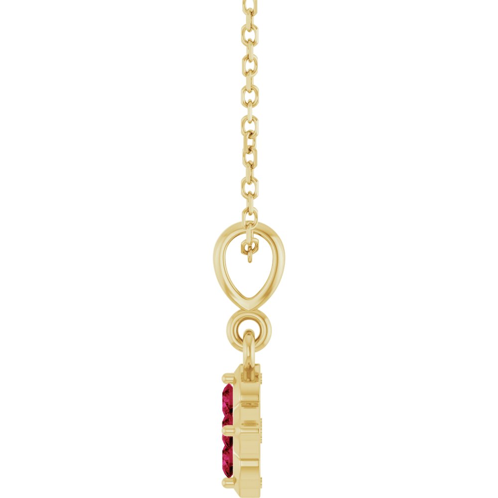 14K Yellow Gold Lab-Grown Ruby 16-18" Necklace