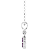 14K White Lab-Grown Alexandrite 16-18" Necklace