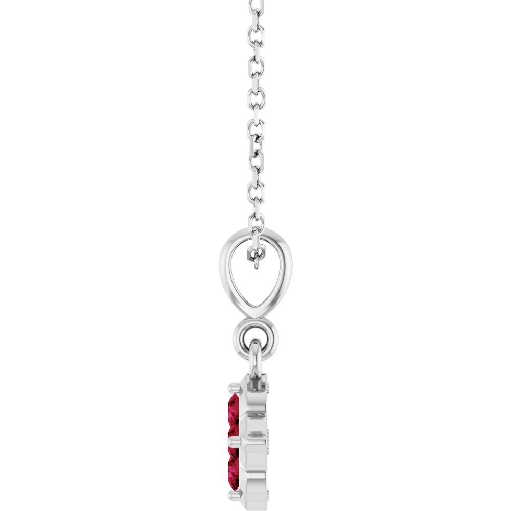 14K White Gold Lab-Grown Ruby 16-18" Necklace