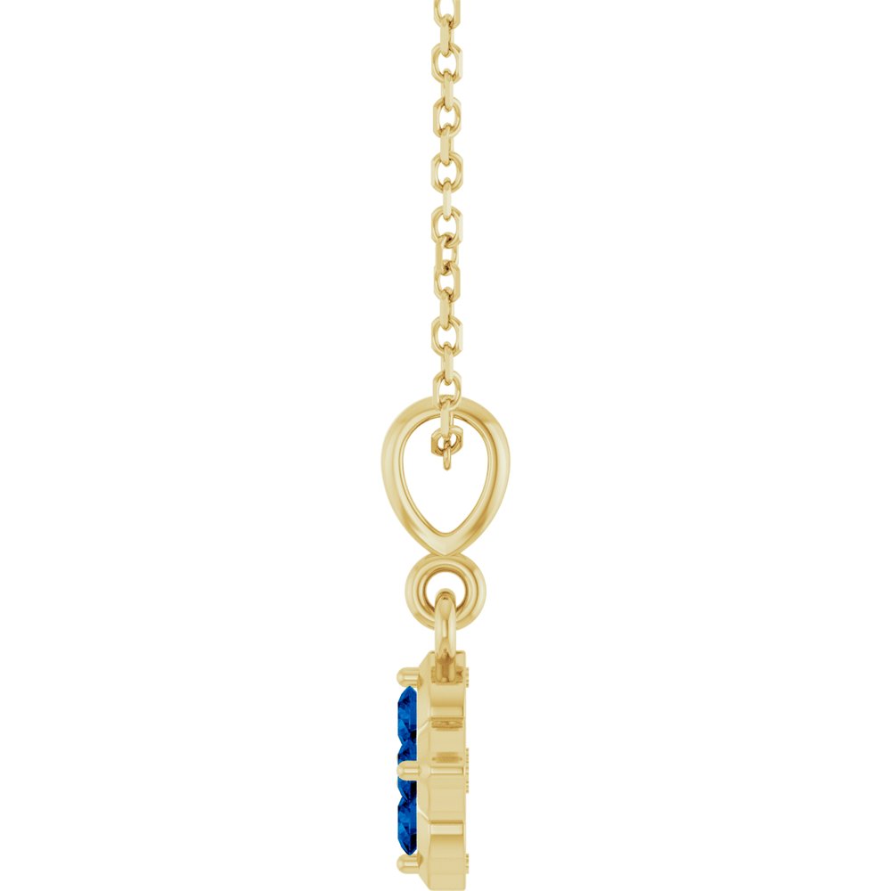 14K Yellow Gold Lab-Grown Blue Sapphire 16-18" Necklace