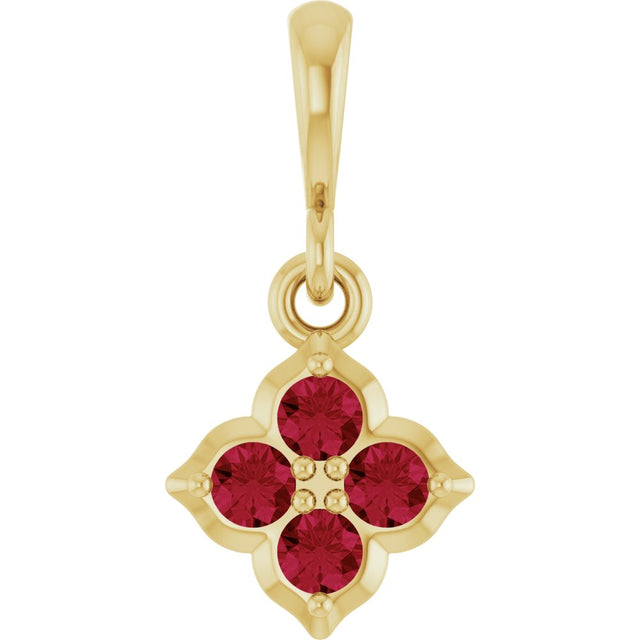 14K Yellow Lab-Grown Ruby Pendant