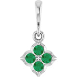 14K White Lab-Grown Emerald Pendant