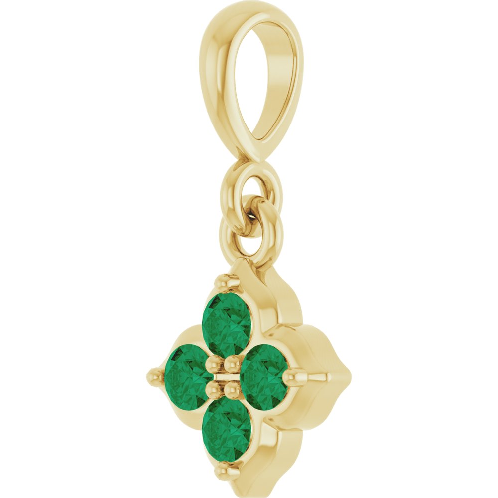 14K Yellow Gold Lab-Grown Emerald Pendant