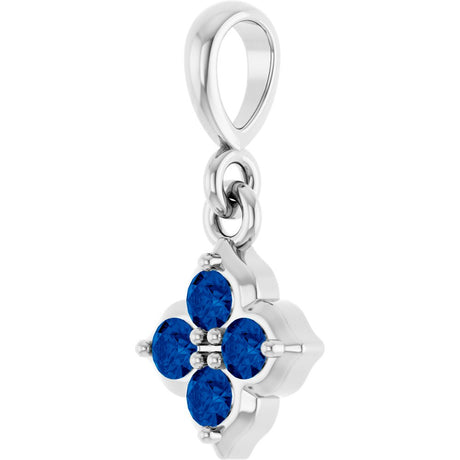 14K White Lab-Grown Blue Sapphire Pendant