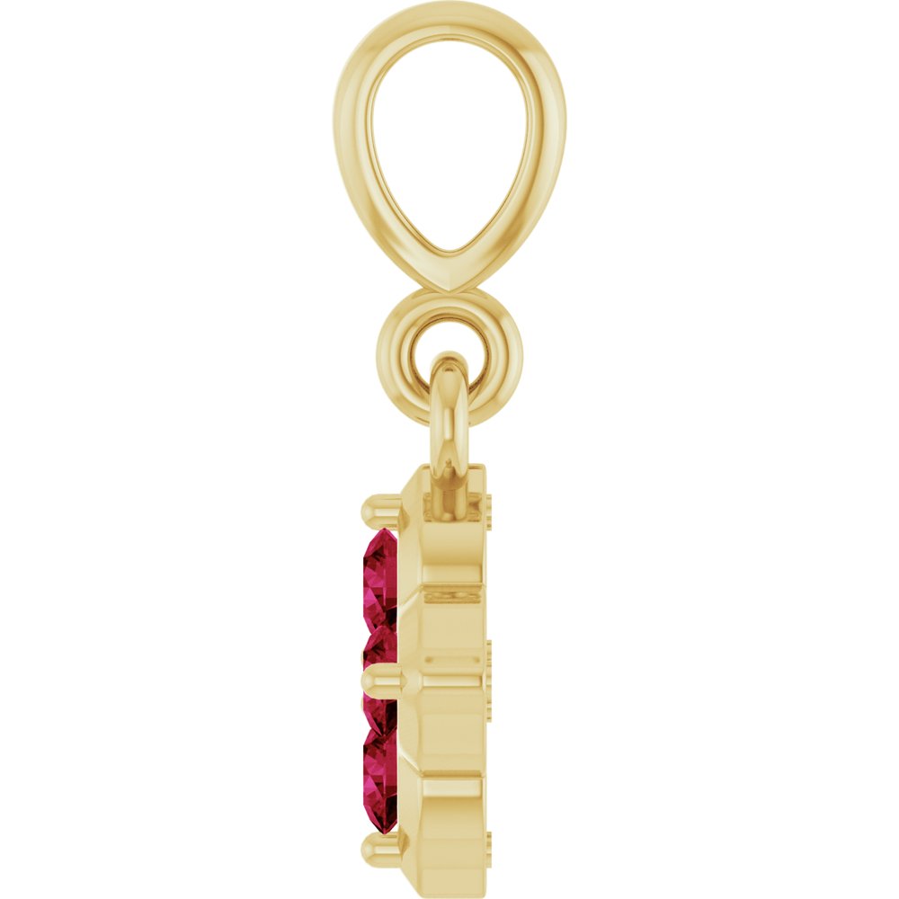 14K Yellow Gold Lab-Grown Ruby Pendant
