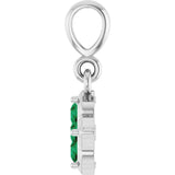 14K White Lab-Grown Emerald Pendant