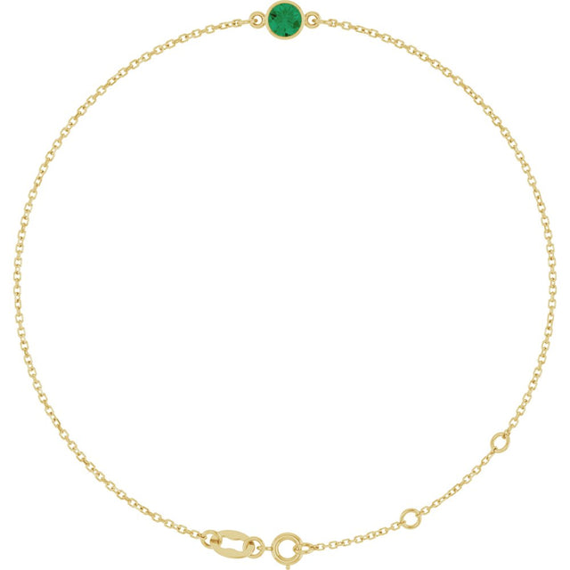14K Yellow Gold Lab-Grown Emerald 6 1/2-7 1/2" Bracelet