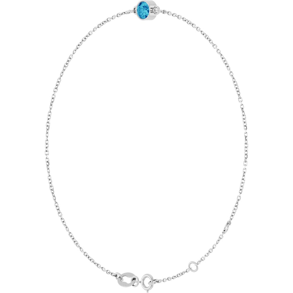 14K White Gold Natural Blue Zircon 6 1/2-7 1/2" Bracelet