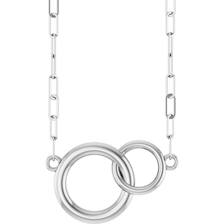 14K White  Interlocking Circle 18" Necklace